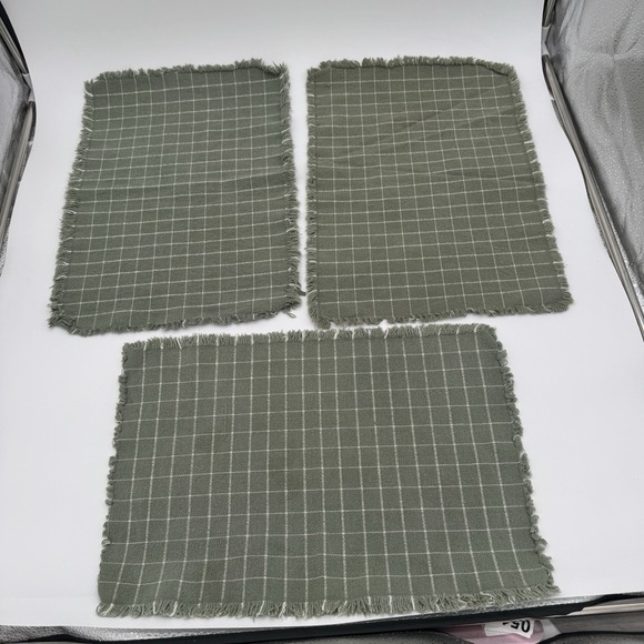 Vintage 90s Placemats Lot Of 10 Southwestern Monstera Plaid Cotton Table - Picture 14 of 16